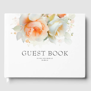 Libro De Visitas Elegante Rosa botánico Flores Boho Boda