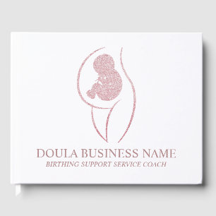 Libro De Visitas Elegante Rosa Dorado Negocio de Doula Cliente