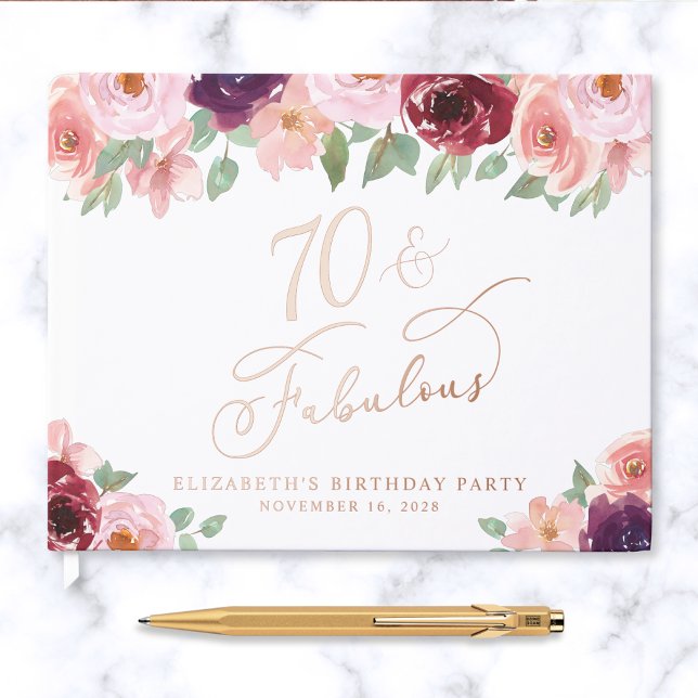 Libro De Visitas Elegante Rosa floral Relieve metalizado dorado 70  (Subido por el creador)