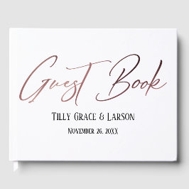 Libro De Visitas Elegante Rosa Gold Handwriting Simple Guest Book