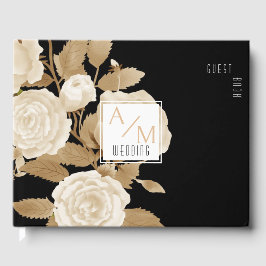 Libro De Visitas Elegante Rosa Monograma Negro