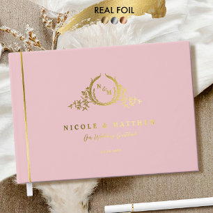 Libro De Visitas Elegante Rosa polvoriento y auténtico Boda de Mono