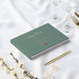 Libro De Visitas Elegante Rosa Verde Aniversario de Bodas de Oro