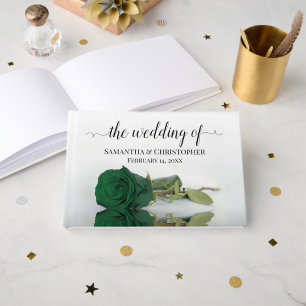 Libro De Visitas Elegante Rosa verde esmeralda de estampado largo B