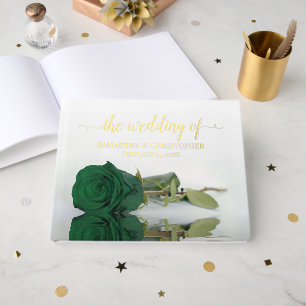 Libro De Visitas Elegante Rosa verde esmeralda medio Relieve metali