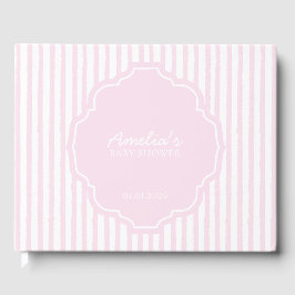Libro De Visitas Elegante Rubor Chica rayado rosado Baby Shower