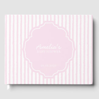 Libro De Visitas Elegante Rubor Chica rayado rosado Baby Shower