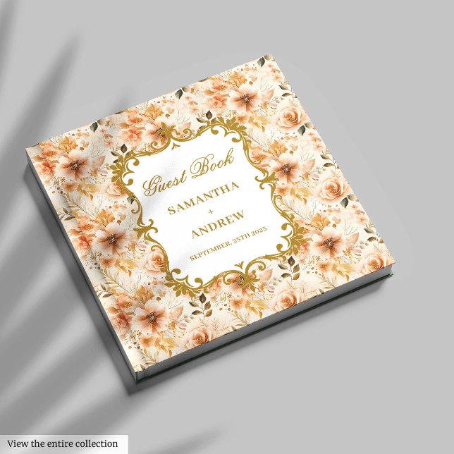 Libro De Visitas Elegante Rubor Gold Boda Guest Book Firma (Elegant Blush Gold Wedding Guest Book Signing)
