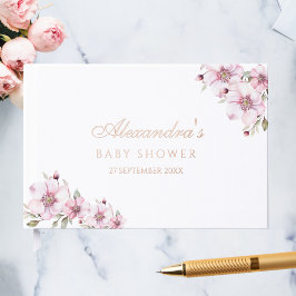 Libro De Visitas Elegante Rubor Rosa Floral rosa Baby Shower