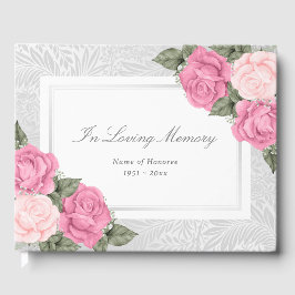 Libro De Visitas Elegante Rubor Rosa Rosa Rosa Rosa En Funeral De M