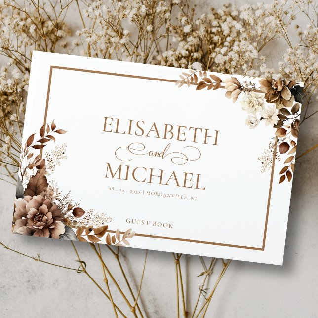 Libro De Visitas Elegante Rustic Wildflower Boho Terracotta (Capture cherished moments with this rustic wildflower design guest book, perfect for boho weddings.)