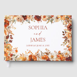 Libro De Visitas Elegante Rústico Otoño Floral Boda