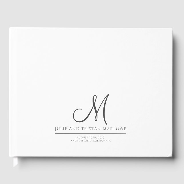 Libro De Visitas Elegante Script Boda inicial Boda Monograma (Anverso)
