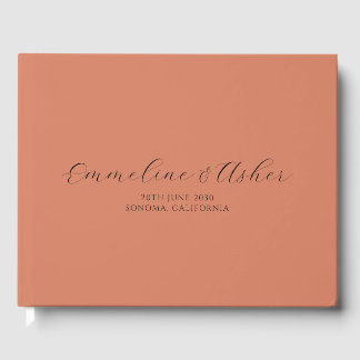 Libro De Visitas Elegante Script Serif Personalizado Terracotta Bod