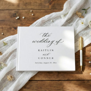 Libro De Visitas Elegante Simple Dinero Antiguo Boda en Blanco y Ne