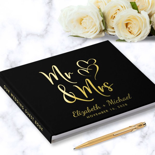 Libro De Visitas Elegante Sr. Mrs. Photo Black Boda (Subido por el creador)