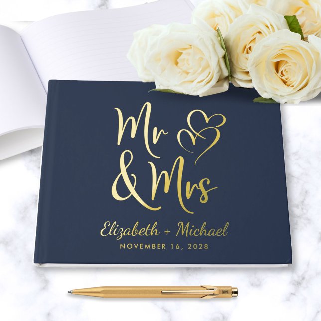 Libro De Visitas Elegante Sr. Mrs. Photo Blue Boda (Subido por el creador)