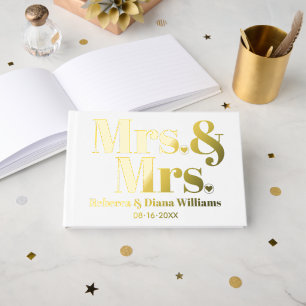 Libro De Visitas Elegante Sra. y boda blanca lesbiana