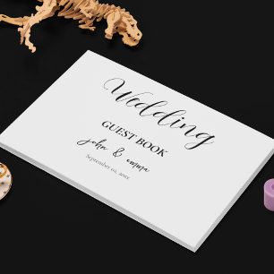 Libro De Visitas Elegante tema Boda blanco y negro