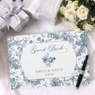 Libro De Visitas Elegante toile floral azul francés grabado