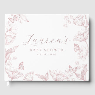 Libro De Visitas Elegante Toile Print Nature Baby Shower