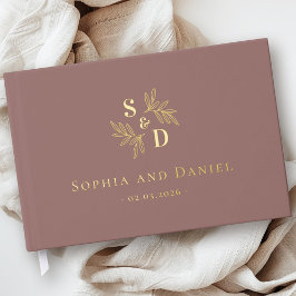 Libro De Visitas Elegante vegetación en monograma nupcial deja un v