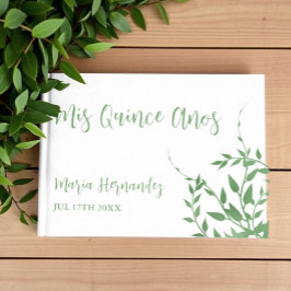 Libro De Visitas Elegante vegetación Quinceañera