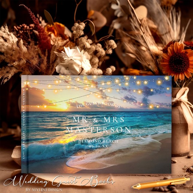 Libro De Visitas Elegante verano Sunset Tropical Beach Wedding (Subido por el creador)