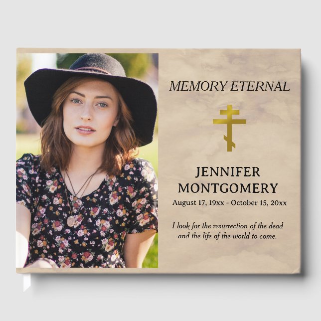 Libro De Visitas Elegante Verdor Funeral Ortodoxo Cristiano (Anverso)