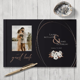 Libro De Visitas Elegante Vintage Floral Photo Black