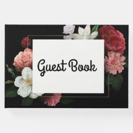 Libro De Visitas Elegante Vintage floral rosa negro