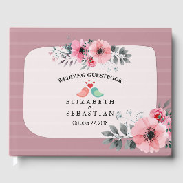 Libro De Visitas Elegante Watercolor Floral Script Boda Guestbook