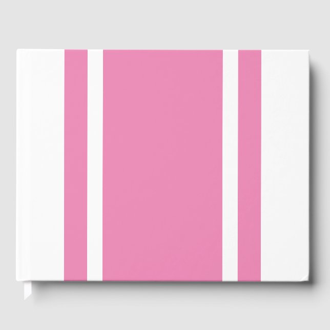 Libro De Visitas Elegante Y Amplia Carreras Rosa Tiras En Blanco Cr (Anverso)