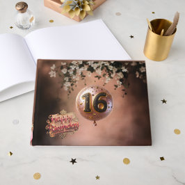 Libro De Visitas Elegante y cálido terracota Bloom Sweet 16 cumplea
