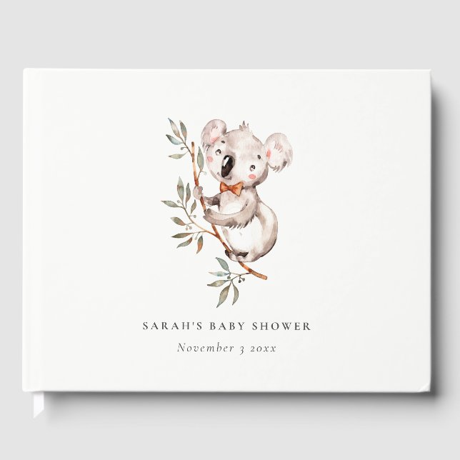 Libro De Visitas Elegante Y Cuidadosamente Koala Foliage Baby Showe (Anverso)