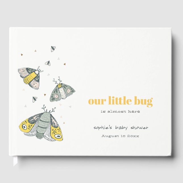Libro De Visitas Elegante y elegante Baby Shower gris amarillo de p (Anverso)