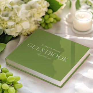 Libro De Visitas Elegante y minimalista Boda verde sabio