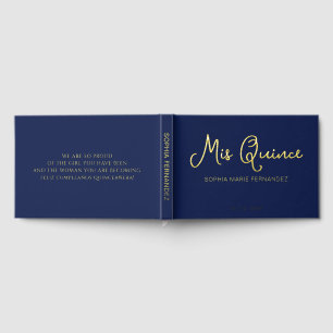 Libro De Visitas Elegante y moderna Navy Gold Quinceañera