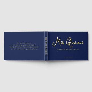 Libro De Visitas Elegante y moderna Navy Gold Quinceañera