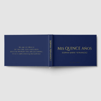 Libro De Visitas Elegante y moderna Navy Gold Quinceañera
