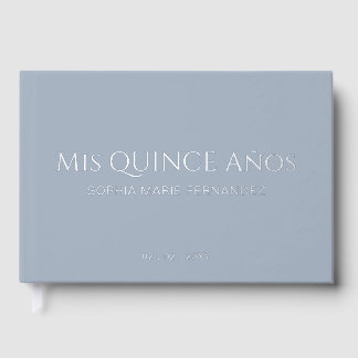 Libro De Visitas Elegante y moderno Dusty Blue Quinceañera