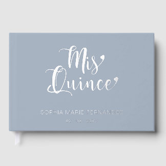 Libro De Visitas Elegante y moderno Dusty Blue Quinceañera