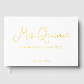 Libro De Visitas Elegante y moderno Quinceañera de oro blanco