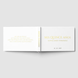 Libro De Visitas Elegante y moderno Quinceañera de oro blanco