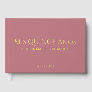 Libro De Visitas Elegante y moderno Rosa Gold Quinceañera