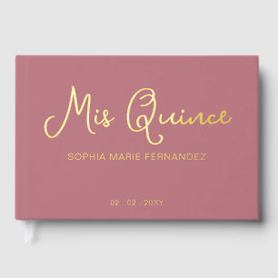 Libro De Visitas Elegante y moderno Rosa Gold Quinceañera
