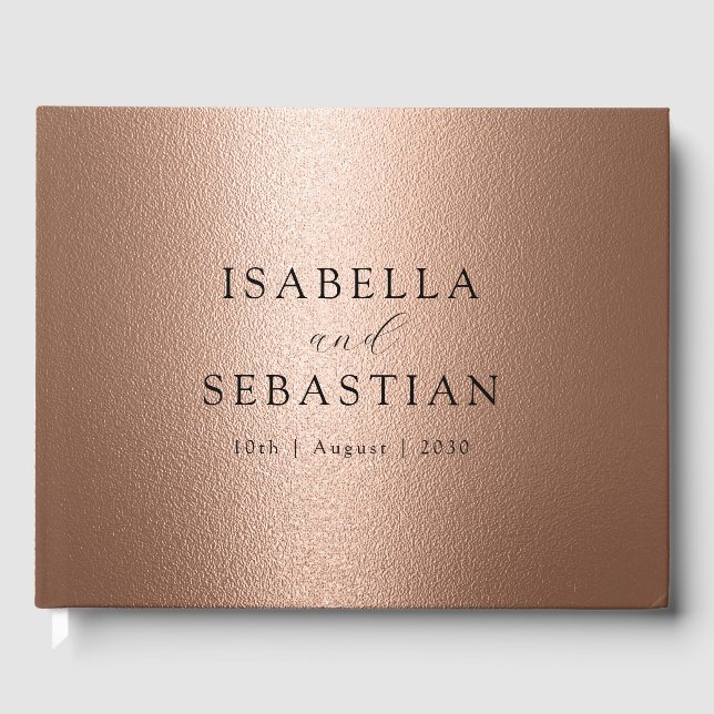 Libro De Visitas Elegante y personalizado cobre de Moda (Anverso)
