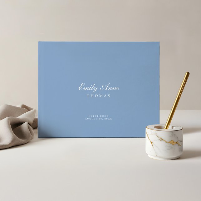 Libro De Visitas Elegante y sofisticado Baby Shower azul cielo páli (Elegant & Sophisticated Pale Sky Blue Baby Shower Guest Book)