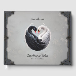 Libro De Visitas Elegantes cisnes forjando un corazón juntos.