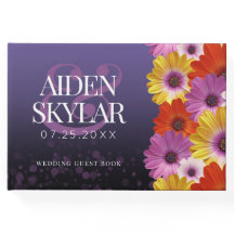 Elegantes Daisies con Boda Purpurina Púrpura